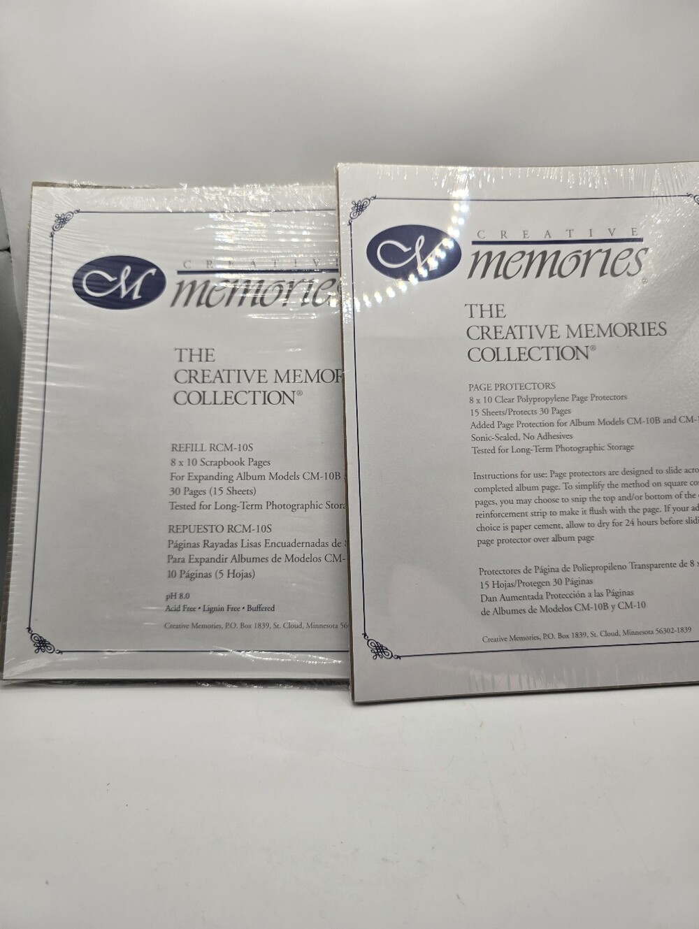 Creative Memories Clear page protectors and white scrapbook page refill 8 x 10